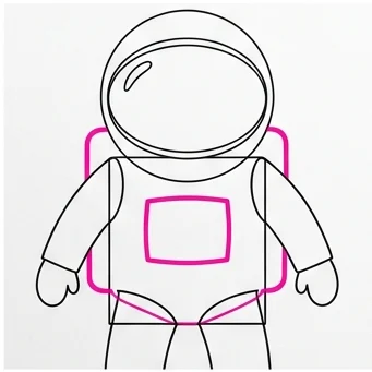 How to Draw an Astronaut: Easy Step-by-Step Drawing Tutorial for Kids 7 How to Draw an Astronaut Step 6
