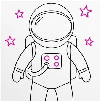 How to Draw an Astronaut: Easy Step-by-Step Drawing Tutorial for Kids 8 How to Draw an Astronaut Step 8