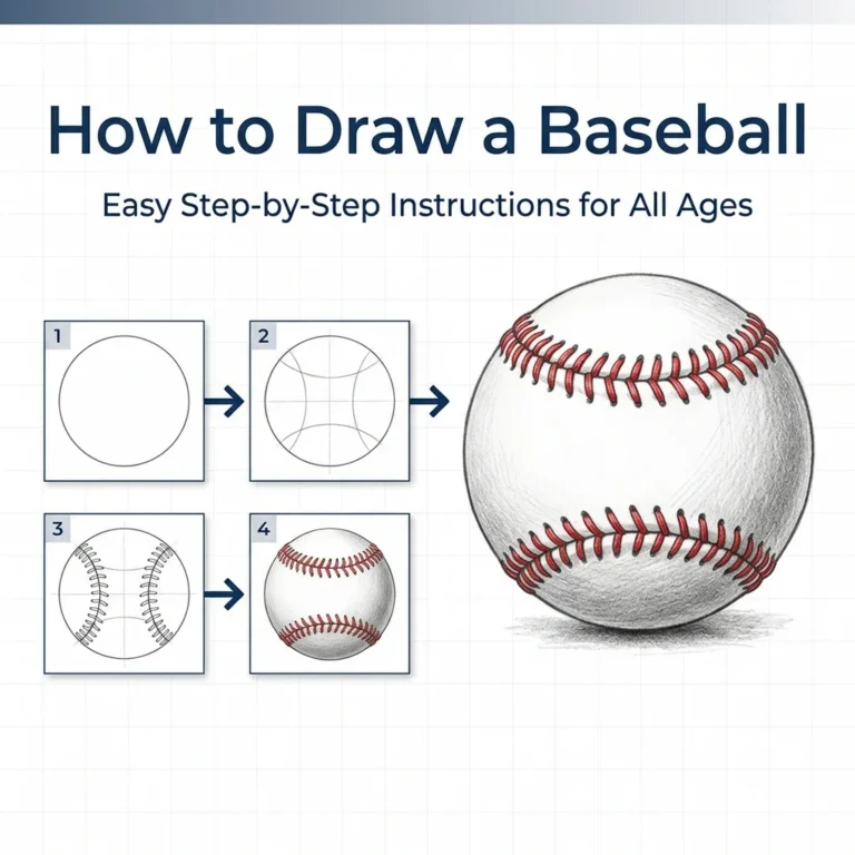 How to Draw a Baseball: Easy Step-by-Step Drawing Tutorial for Kids 41 How to Draw a Baseball