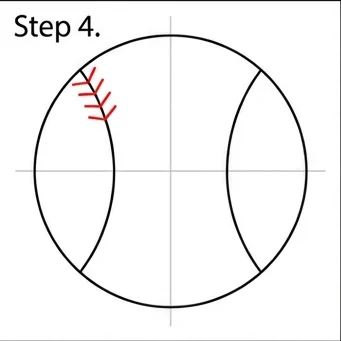 How to Draw a Baseball: Easy Step-by-Step Drawing Tutorial for Kids 5 How to Draw a Baseball Step 4