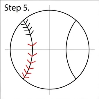 How to Draw a Baseball: Easy Step-by-Step Drawing Tutorial for Kids 6 How to Draw a Baseball Step 5