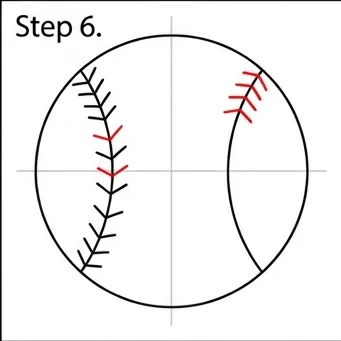 How to Draw a Baseball: Easy Step-by-Step Drawing Tutorial for Kids 7 How to Draw a Baseball Step 6