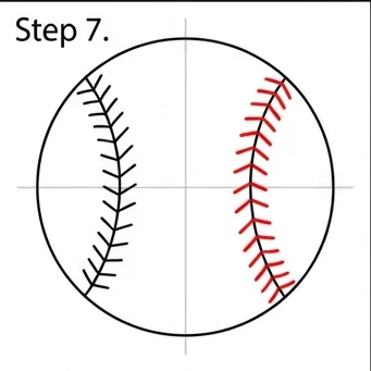 How to Draw a Baseball: Easy Step-by-Step Drawing Tutorial for Kids 8 How to Draw a Baseball Step 7