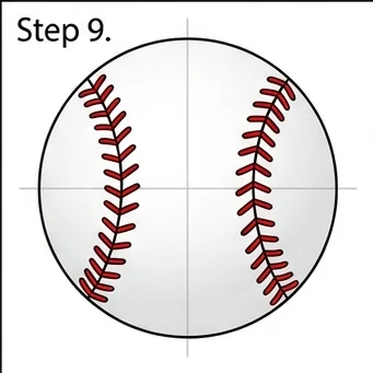 How to Draw a Baseball: Easy Step-by-Step Drawing Tutorial for Kids 10 How to Draw a Baseball Step 9