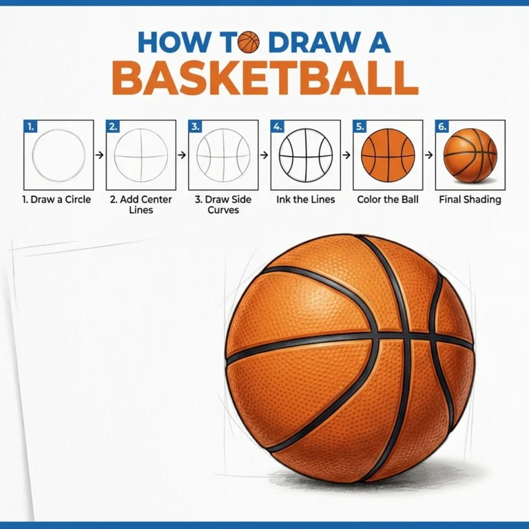 How to Draw a Basketball: Easy Step-by-Step Drawing Tutorial for Kids 21 How to Draw a Basketball