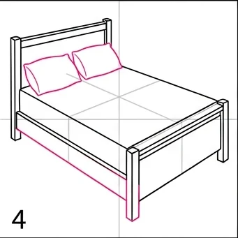How to Draw a 3D Bed: Easy Step-by-Step Drawing Tutorial for Kids 5 How to Draw a 3D Bed Step 4