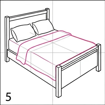 How to Draw a 3D Bed: Easy Step-by-Step Drawing Tutorial for Kids 6 How to Draw a 3D Bed Step 5