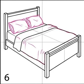 How to Draw a 3D Bed: Easy Step-by-Step Drawing Tutorial for Kids 7 How to Draw a 3D Bed Step 6