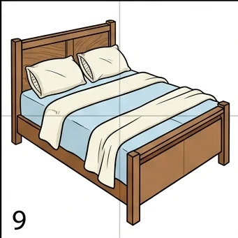 How to Draw a 3D Bed: Easy Step-by-Step Drawing Tutorial for Kids 10 How to Draw a 3D Bed Step 9