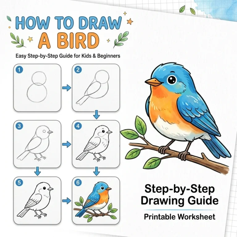How to Draw a Bird: Easy Step-by-Step Drawing Tutorial for Kids 31 How to Draw a Bird