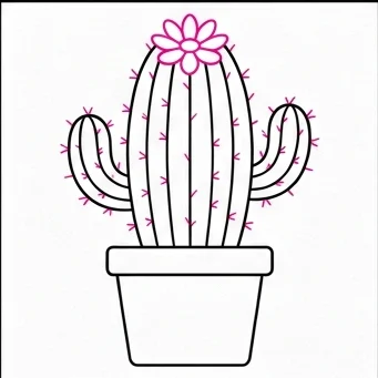 How to Draw a Cactus: Easy Step-by-Step Drawing Tutorial for Kids 9 How to Draw a Cactus Step 8