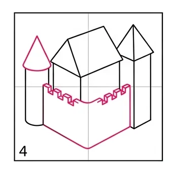 How to Draw a 3D Castle: Easy Step-by-Step Drawing Tutorial for Kids 5 How to Draw a 3D Castle Step 4