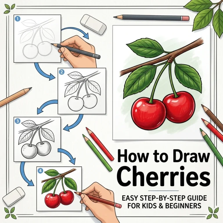 How to Draw Cherries: Easy Step-by-Step Drawing Tutorial for Kids 41 How to Draw Cherries