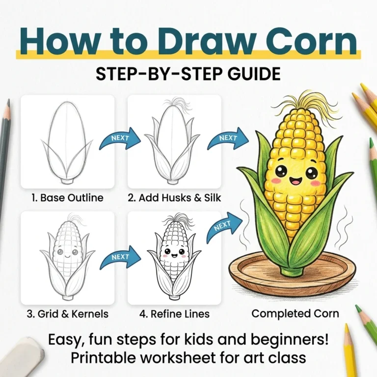 How to Draw Corn: Easy Step-by-Step Drawing Tutorial for Kids 31 How to Draw Corn