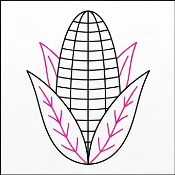 How to Draw Corn: Easy Step-by-Step Drawing Tutorial for Kids 7 How to Draw Corn Step 6