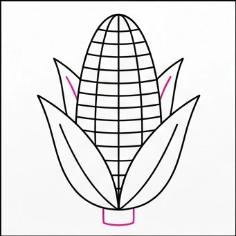 How to Draw Corn: Easy Step-by-Step Drawing Tutorial for Kids 8 How to Draw Corn Step 7