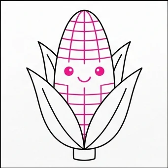How to Draw Corn: Easy Step-by-Step Drawing Tutorial for Kids 9 How to Draw Corn Step 8