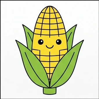 How to Draw Corn: Easy Step-by-Step Drawing Tutorial for Kids 10 How to Draw Corn Step 9