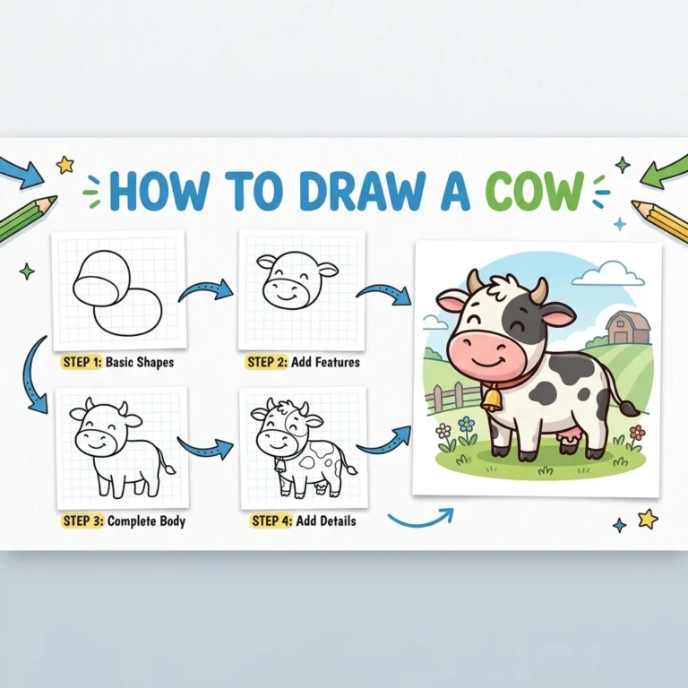 How to Draw an Easy Cow: Easy Step-by-Step Drawing Tutorial for Kids 41 How to Draw a Cow