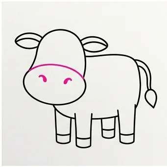 How to Draw an Easy Cow: Easy Step-by-Step Drawing Tutorial for Kids 7 How to Draw a Cow Step 6