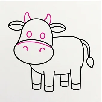 How to Draw an Easy Cow: Easy Step-by-Step Drawing Tutorial for Kids 8 How to Draw a Cow Step 7