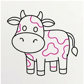 How to Draw an Easy Cow: Easy Step-by-Step Drawing Tutorial for Kids 9 How to Draw a Cow Step 8