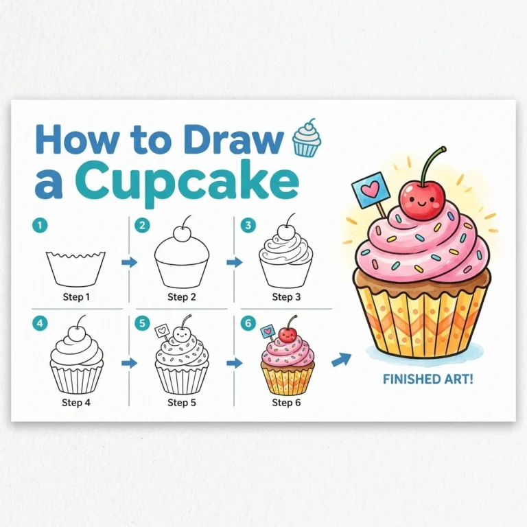 How to Draw a Cupcake: Easy Step-by-Step Drawing Tutorial for Kids 11 How to Draw a Cupcake