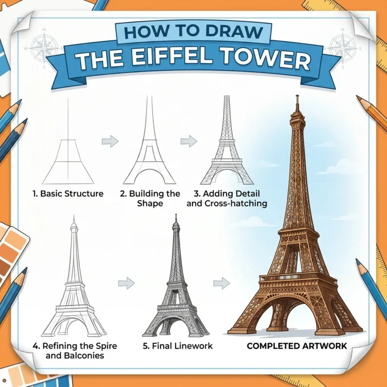 How to Draw the Eiffel Tower: Easy Step-by-Step Drawing Tutorial for Kids 10 How to Draw the Eiffel Tower