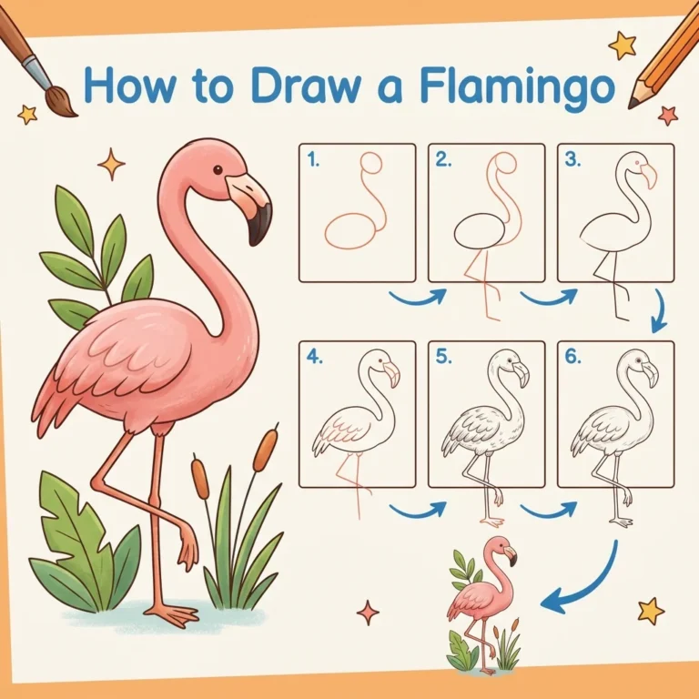 How to Draw a Flamingo: Easy Step-by-Step Drawing Tutorial for Kids 51 How to Draw a Flamingo
