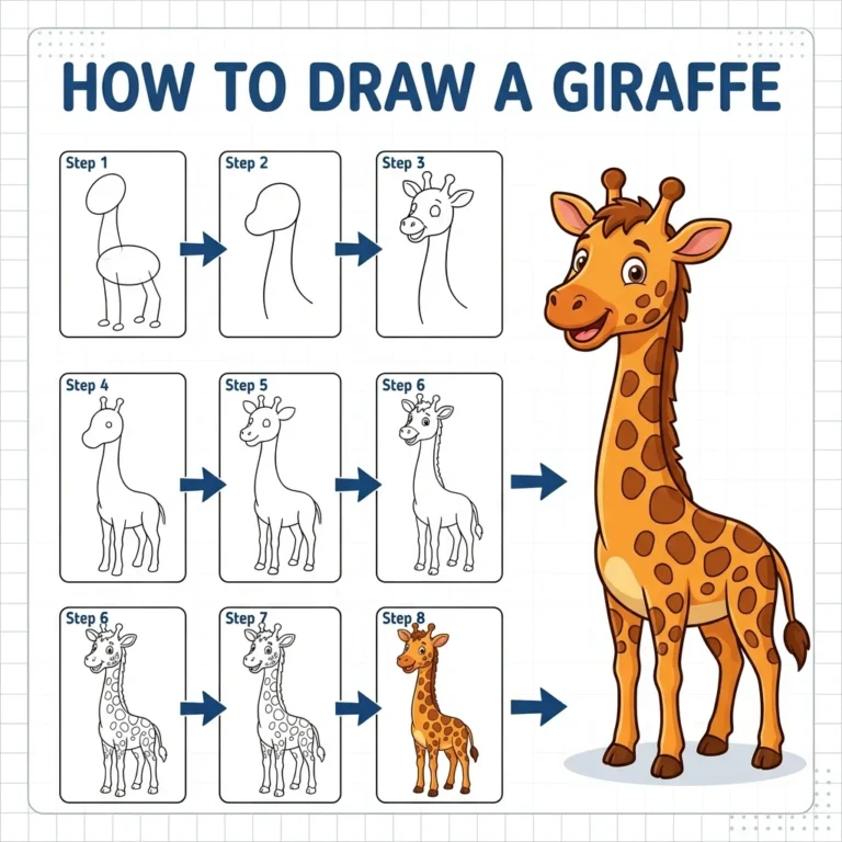 How to Draw a Giraffe: Easy Step-by-Step Drawing Tutorial for Kids 41 How to Draw a Giraffe