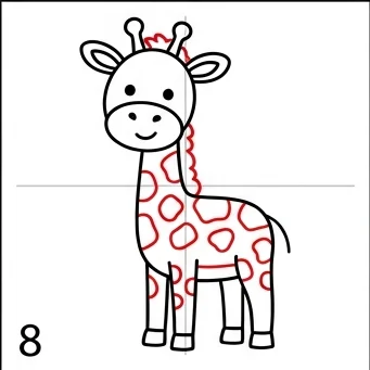 How to Draw a Giraffe: Easy Step-by-Step Drawing Tutorial for Kids 9 How to Draw a Giraffe Step 8