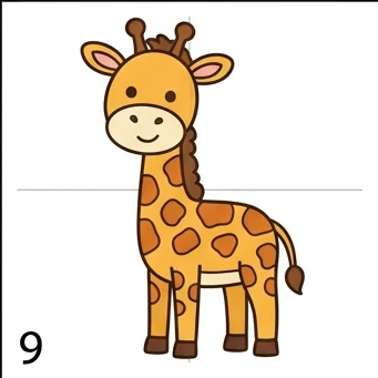 How to Draw a Giraffe: Easy Step-by-Step Drawing Tutorial for Kids 10 How to Draw a Giraffe Step 9