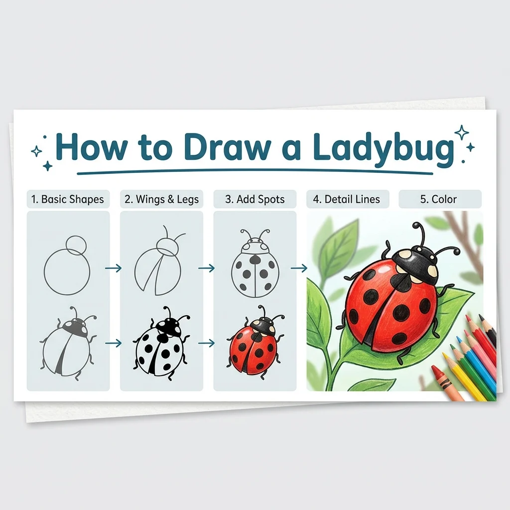 How to Draw a Ladybug: Easy Step-by-Step Drawing Tutorial for Kids 1 How to Draw a Ladybug