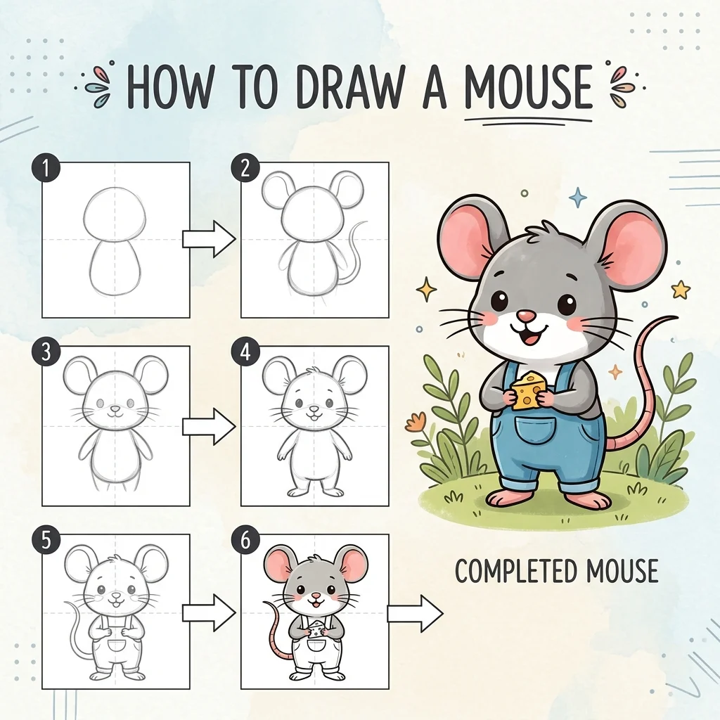 How to Draw a Mouse: Easy Step-by-Step Drawing Tutorial for Kids 1 How to Draw a Mouse