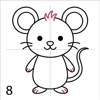 How to Draw a Mouse: Easy Step-by-Step Drawing Tutorial for Kids 9 How to Draw a Mouse Step 8
