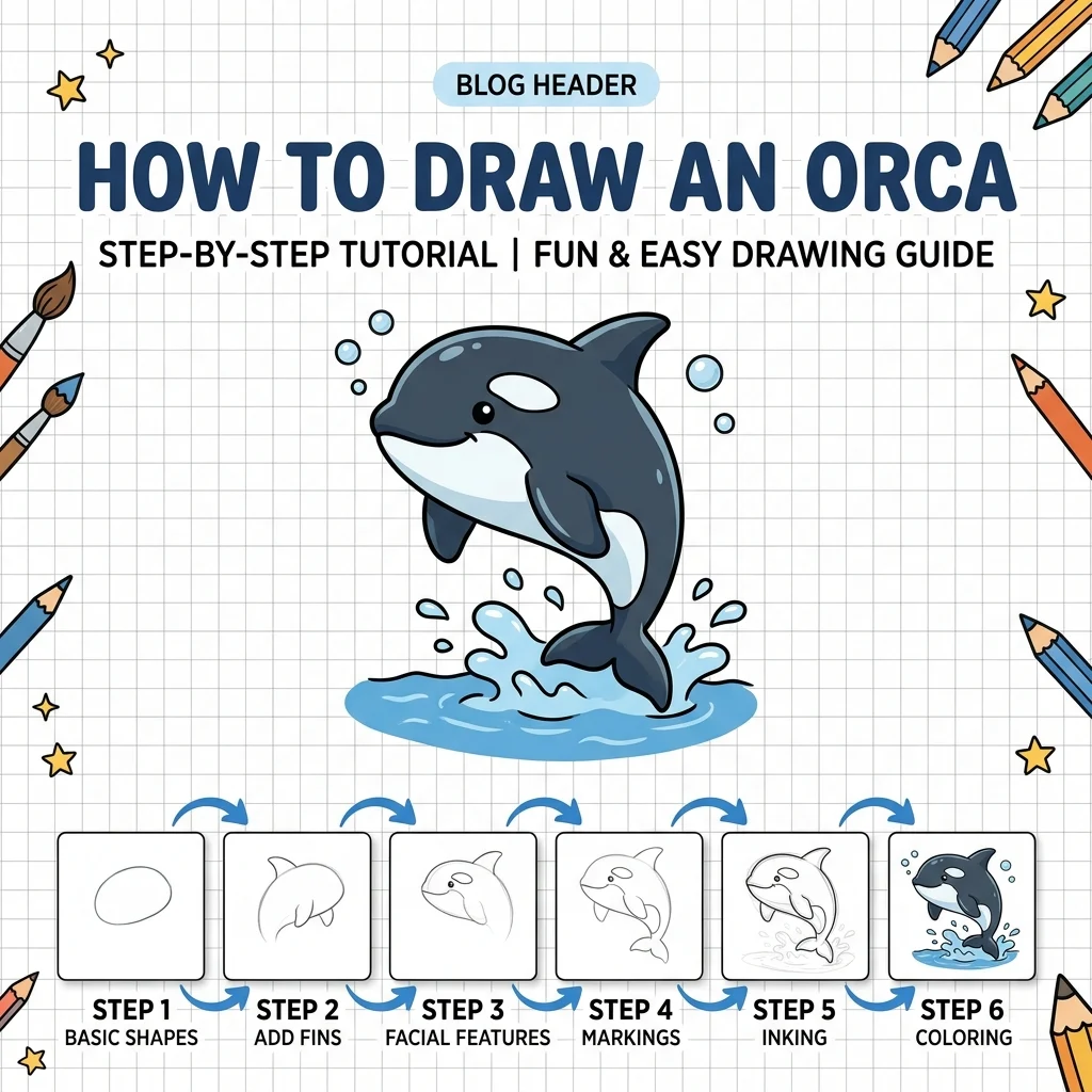 How to Draw an Orca: Easy Step-by-Step Drawing Tutorial for Kids 1 How to Draw an Orca