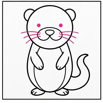 How to Draw an Otter: Easy Step-by-Step Drawing Tutorial for Kids 9 How to Draw an Otter Step 8
