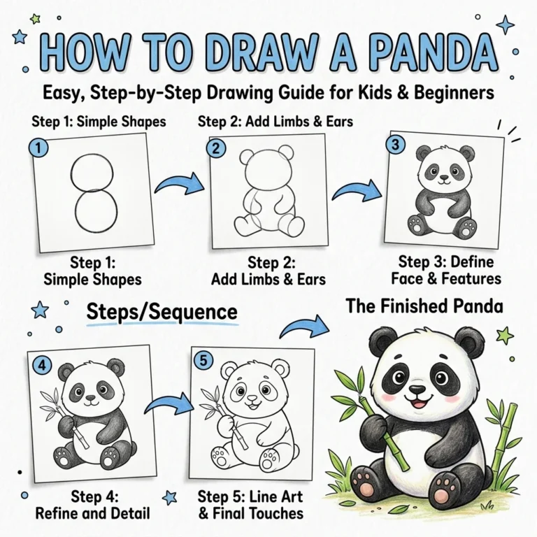 How to Draw a Panda: Easy Step-by-Step Drawing Tutorial for Kids 31 How to Draw a Panda