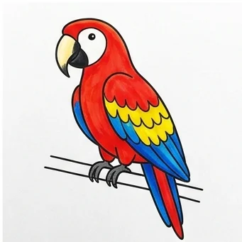 How to Draw a Parrot: Easy Step-by-Step Drawing Tutorial for Kids 10 How to Draw a Parrot Step 9