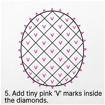 How to Draw a Pineapple: Easy Step-by-Step Drawing Tutorial for Kids 6 How to Draw a Pineapple Step 5