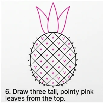 How to Draw a Pineapple: Easy Step-by-Step Drawing Tutorial for Kids 7 How to Draw a Pineapple Step 6