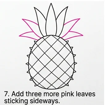 How to Draw a Pineapple: Easy Step-by-Step Drawing Tutorial for Kids 8 How to Draw a Pineapple Step 7