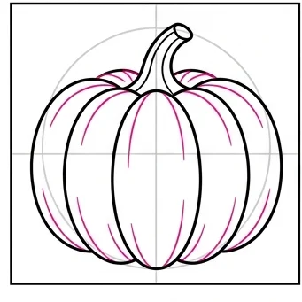 How to Draw a Pumpkin: Easy Step-by-Step Drawing Tutorial for Kids 8 How to Draw a Pumpkin Step 7