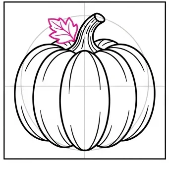How to Draw a Pumpkin: Easy Step-by-Step Drawing Tutorial for Kids 9 How to Draw a Pumpkin Step 8