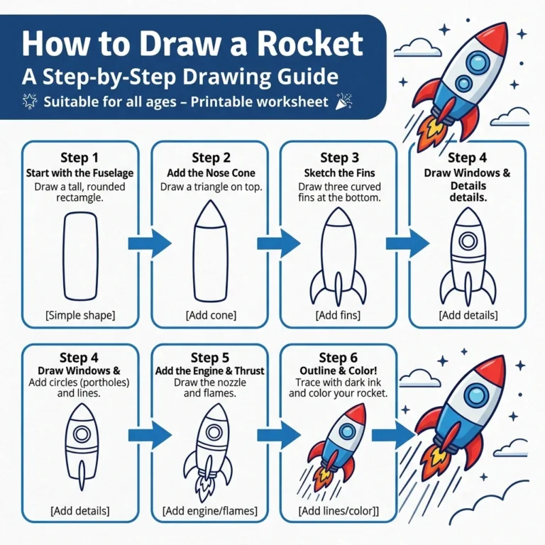 How to Draw a Rocket: Easy Step-by-Step Drawing Tutorial for Kids 61 How to Draw a Rocket