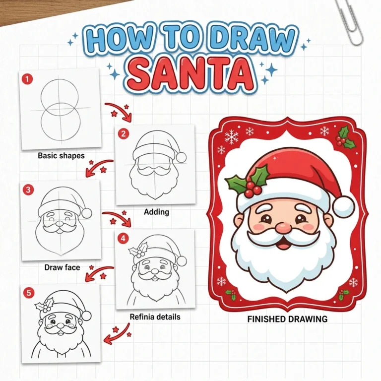 How to Draw Santa Claus: Easy Step-by-Step Drawing Tutorial for Kids 21 How to Draw Santa