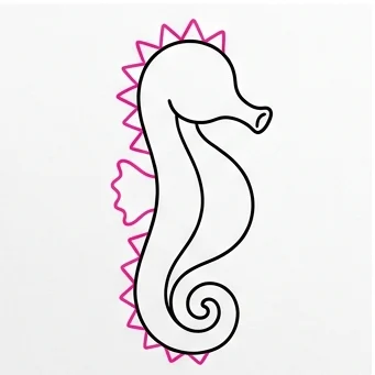 How to Draw a Seahorse: Easy Step-by-Step Drawing Tutorial for Kids 8 How to Draw a Seahorse Step 7