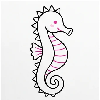 How to Draw a Seahorse: Easy Step-by-Step Drawing Tutorial for Kids 9 How to Draw a Seahorse Step 8