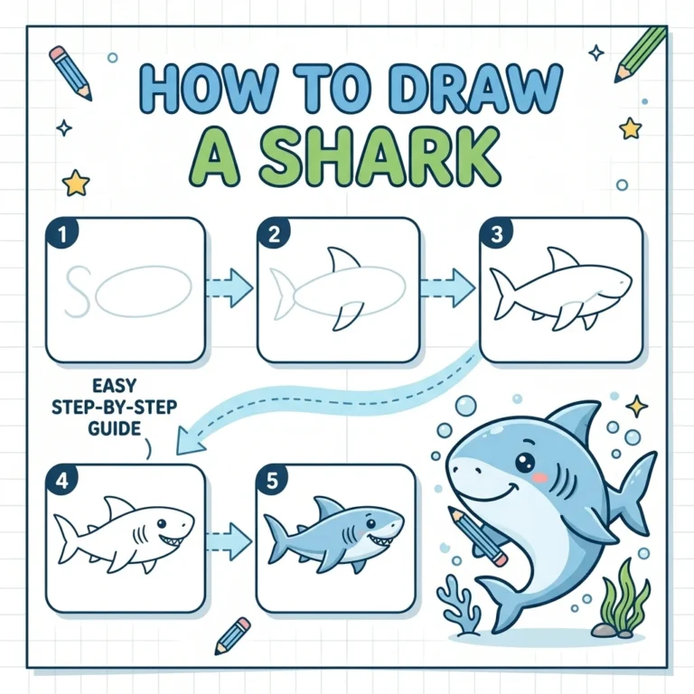 How to Draw an Easy Shark: Easy Step-by-Step Drawing Tutorial for Kids 11 How to Draw an Easy Shark