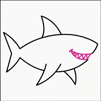How to Draw an Easy Shark: Easy Step-by-Step Drawing Tutorial for Kids 7 How to Draw an Easy Shark Step 6